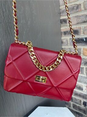Large Red Quilted Purse
